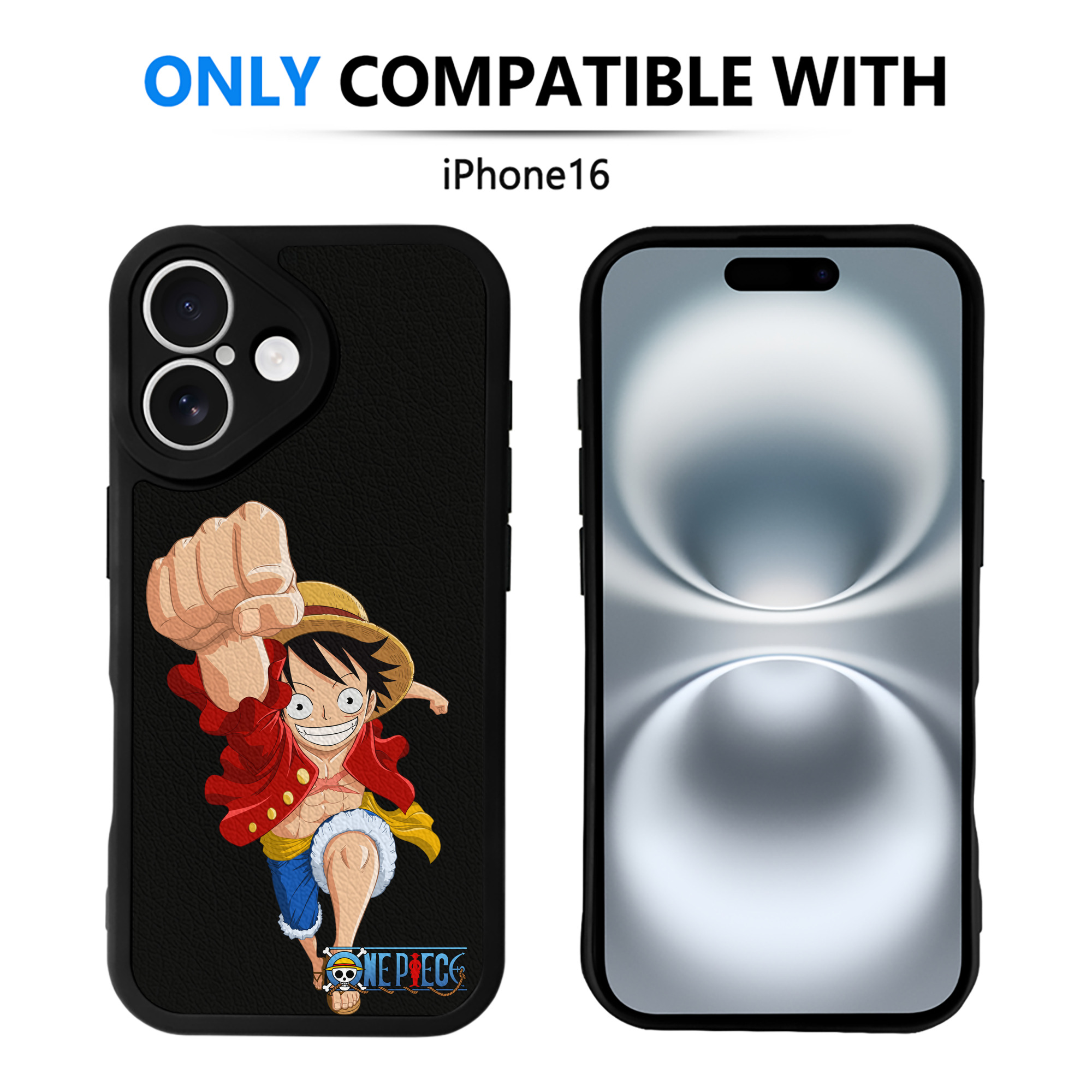 （画像用） ワンピース モンキー・D・ルフィ ONE PIECE Monkey D. Luffy 【iPhone 16シリーズ対応】シリコンスマホケース（レザー調） 材質：シリコン